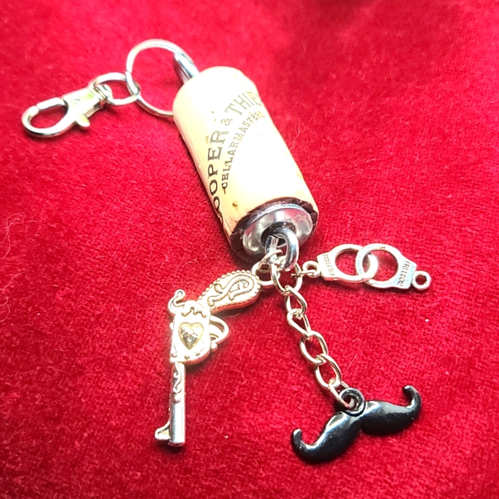 LAW ENFORCMENT POLICE Wine Cork Key Chain - Purse Charm - Upcycled